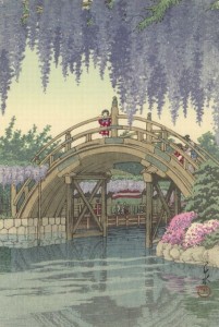 丸善・日本橋店で4月15日から21日まで開催される「川瀬巴水木版画展」に出品される「亀戸の藤」（1932年）。
